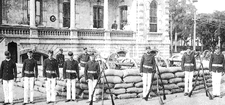 Provisional Government troops at Iolani Palace, side