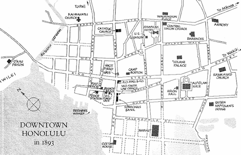 Map of downtown Honolulu ca. 1893