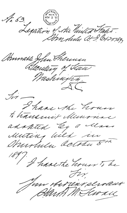 Letter of Transmittal, handwritten