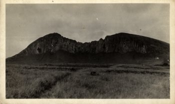 Outer face of Image Mountain Rano Raraku from the South