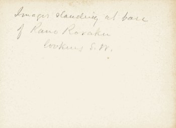 Back of photo: Images standing at base of Rano Roraku looking S.W.