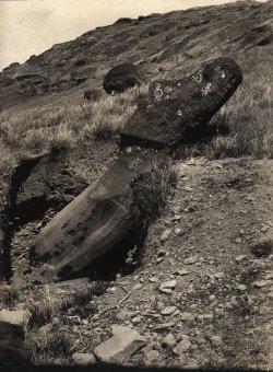 A partially excavated image -- Rano Raraku